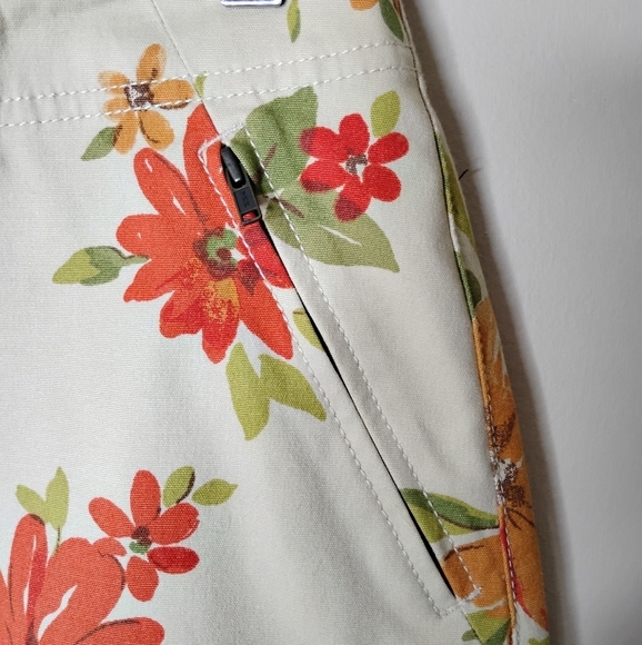 Eddie Bauer Floral Stretch Twill Mini Skirt 8P Petite Cream/Orange NWOT Pockets - Picture 5 of 11